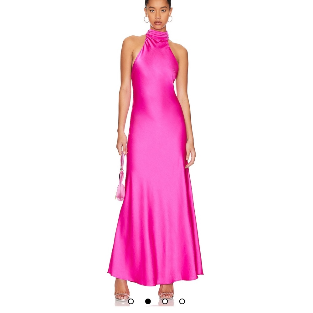 MISHA COLLECTION Pink Halter Backless Gown